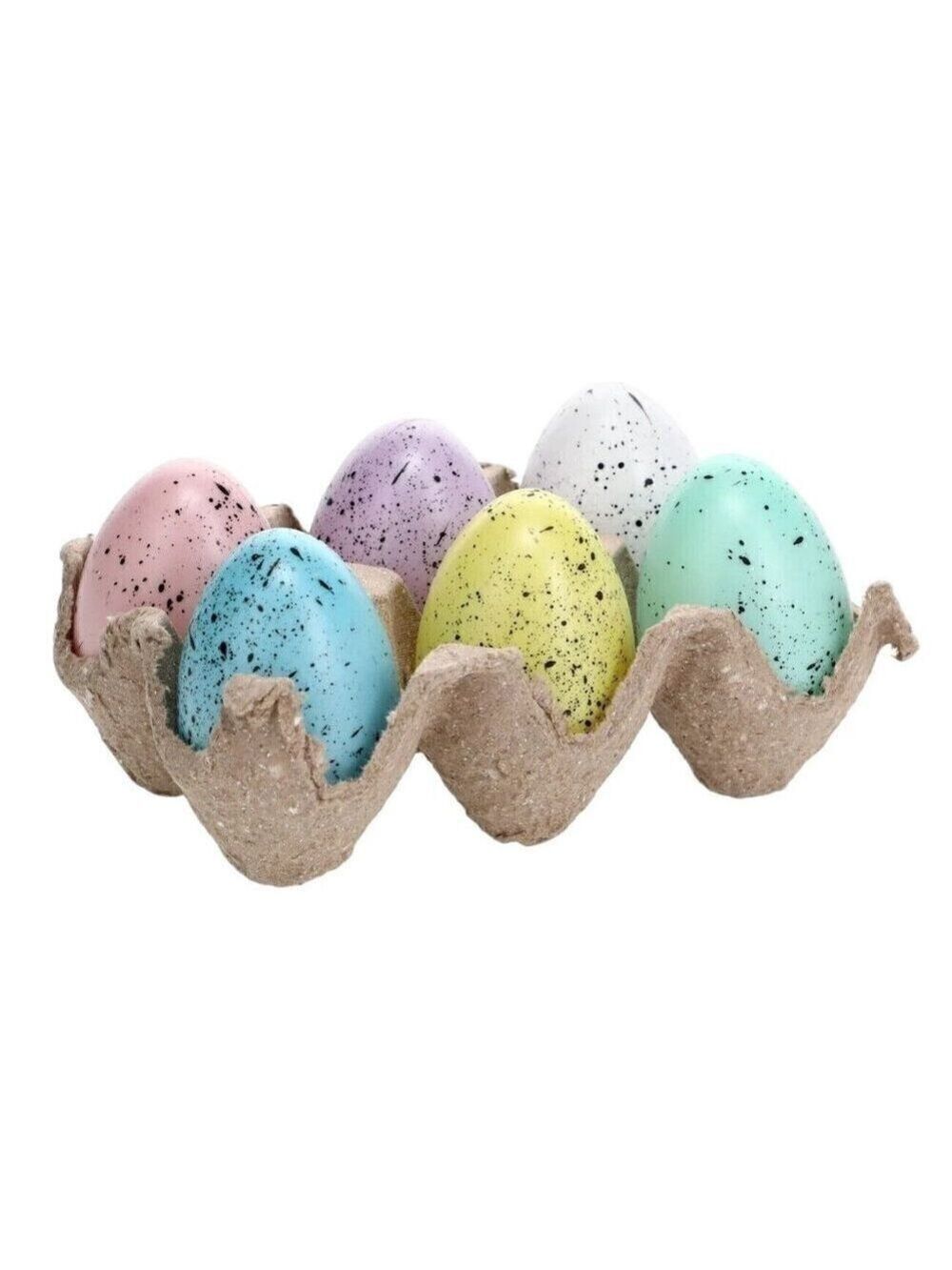 Farmhouse Speckled Eggs Crate Tiered Tray Decor Plastic Blue Pink Yellow Gift